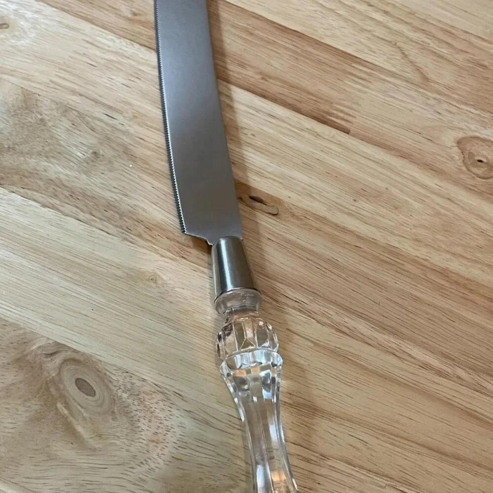 Vintage Fostoria Cake Knife Crystal Handle Stainless Steel 13.5”